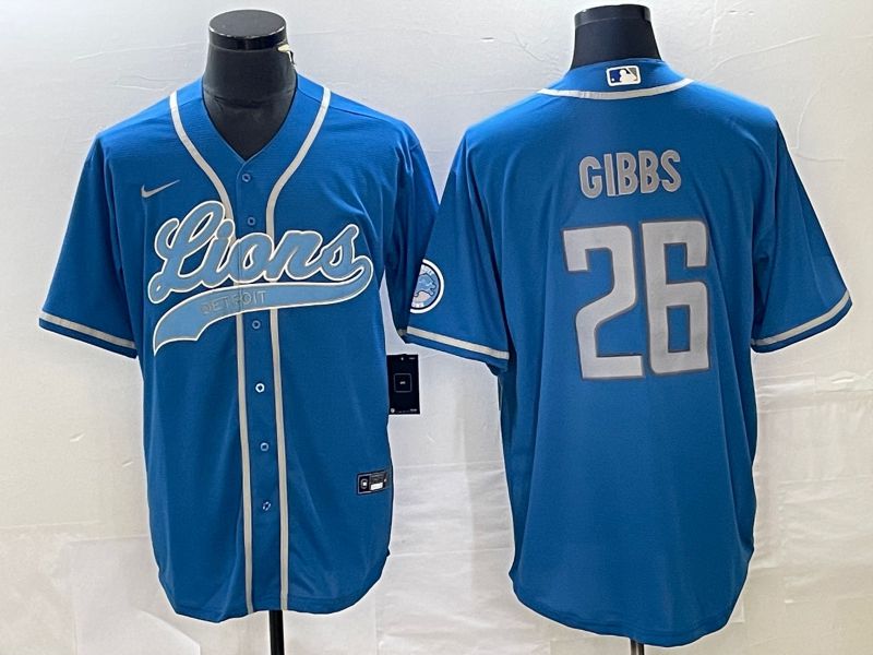 Men Detroit Lions #26 Gibbs Blue Co Branding Nike Game NFL Jersey style 1->miami dolphins->NFL Jersey